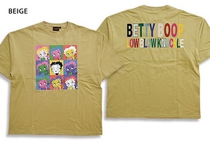 LBK×BETTY ポップアートゾンビBETTY BIG Tee◆ロウブロウナックル ベージュLサイズ 582860 ベティーちゃん 刺繍 バイカー ビッグ