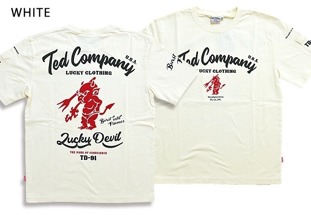 ステンシルテッドマン半袖Tシャツ◆TEDMAN/テッドマン ホワイトMサイズ(サイズ40)TDSS-547 エフ商会 アメカジ 赤鬼 efu