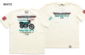 Fex Brother!半袖Tシャツ◆カミナリ ホワイトSサイズ 小排気量 KMT-217 Z250FT カワサキ kawasaki 単車 雷族 エフ商会 昭和