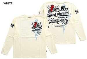 SPEED MONSTERロングTシャツ◆TEDMAN/テッドマン ホワイトSサイズ（サイズ38）TDLS-341 長袖Tシャツ エフ商会 efu バイク