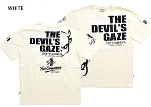 THE DEVIL'S GAZE半袖Tシャツ◆TEDMAN/テッドマン ホワイトSサイズ（サイズ38）TDSS-543 エフ商会 アメカジ 赤鬼 efu