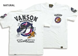 vanson×TOM＆JERRYコラボ 天竺半袖Tシャツ◆vanson ナチュラルMサイズ TJV-2218 バンソン ヴァンソン トムとジェリー バイカー