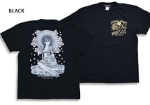 手描き風番傘花魁インクジェット半袖Tシャツ◆CHIGIRI ブラックXXLサイズ CHS49-591 ちぎり チギリ 和柄 和風 和傘 桜 さくら サクラ_画像1