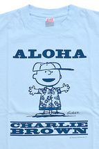 SUN SURF×PEANUTS半袖Tシャツ「ALOHA」◆SUN SURF サックスLサイズ SS78488 サンサーフ スヌーピー ピーナッツ チャーリーブラウン_画像2