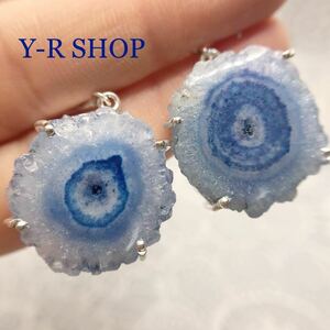  liquidation price * natural stone * blue . color solar quartz. ethnic earrings * lady's silver color stone India jewelry new goods gem Y-RSHOP