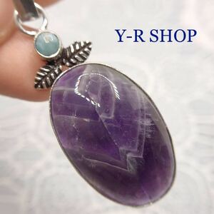  natural stone * amethyst .lalima-. antique style pendant top * lady's necklace silver 925 stamp ethnic India jewelry Y-RSHOP