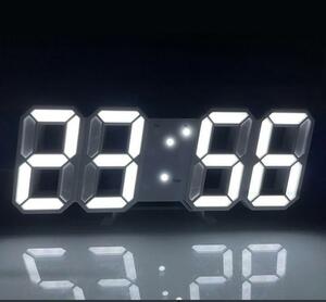 デジタル 壁掛け 置き時計 2wayタイプ　LED ホワイト 3D 日本語説明書