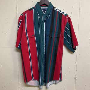 ラングラー Wrangler 半袖シャツ ボタンダウンシャツ ストライプ ワークシャツ XL TAILS USA製 古着