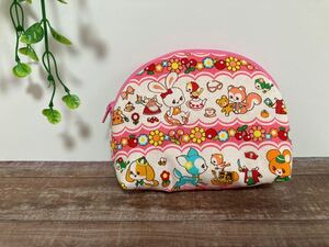 ハンドメイド はいから横丁 着せ替え柄のふわふわポーチ