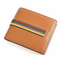 新品 ポールスミス メンズ 二つ折り財布 Paul Smith エンブロイストライプ キャメル 紳士 財布 ◆PSQ032-75_画像3