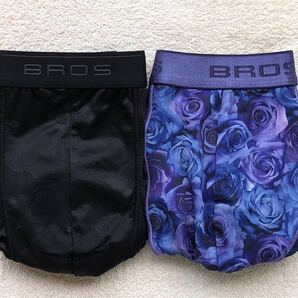 5日迄!BROS ブロス ボクサーパンツ Lサイズ 迷彩 ブラック&花柄 パープル 2枚セット