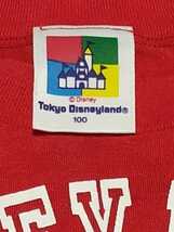 東京ディズニーランド ミッキー プリントTシャツ 100 赤 綿100 日本製_画像2