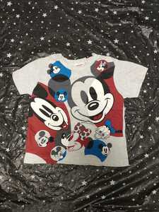 ミッキーマウス 半袖Tシャツ 110 グレー 綿100 日本製 ミニーマウス ドナルドダック 丈40