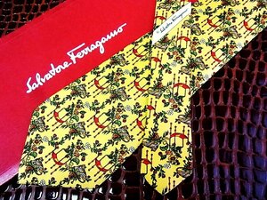 ♪今週の特売980円～♪1083♪良品【Ferragamo】フェラガモ【虎 トラ 花 植物 柄】ネクタイ♪