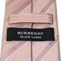 美品 ◆送料185円◆ バーバリー ブラックレーベル【日本製】ストライプ柄 シルク 絹100％ ネクタイ ピンク■ BURBERRY BLACK LABEL_画像3