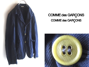希少 COMME des GARCONS コムデギャルソン コムコム 2006SS パンチングドット 染色加工 ポリ縮絨 3Bテーラードジャケット S ネイビー 紺色