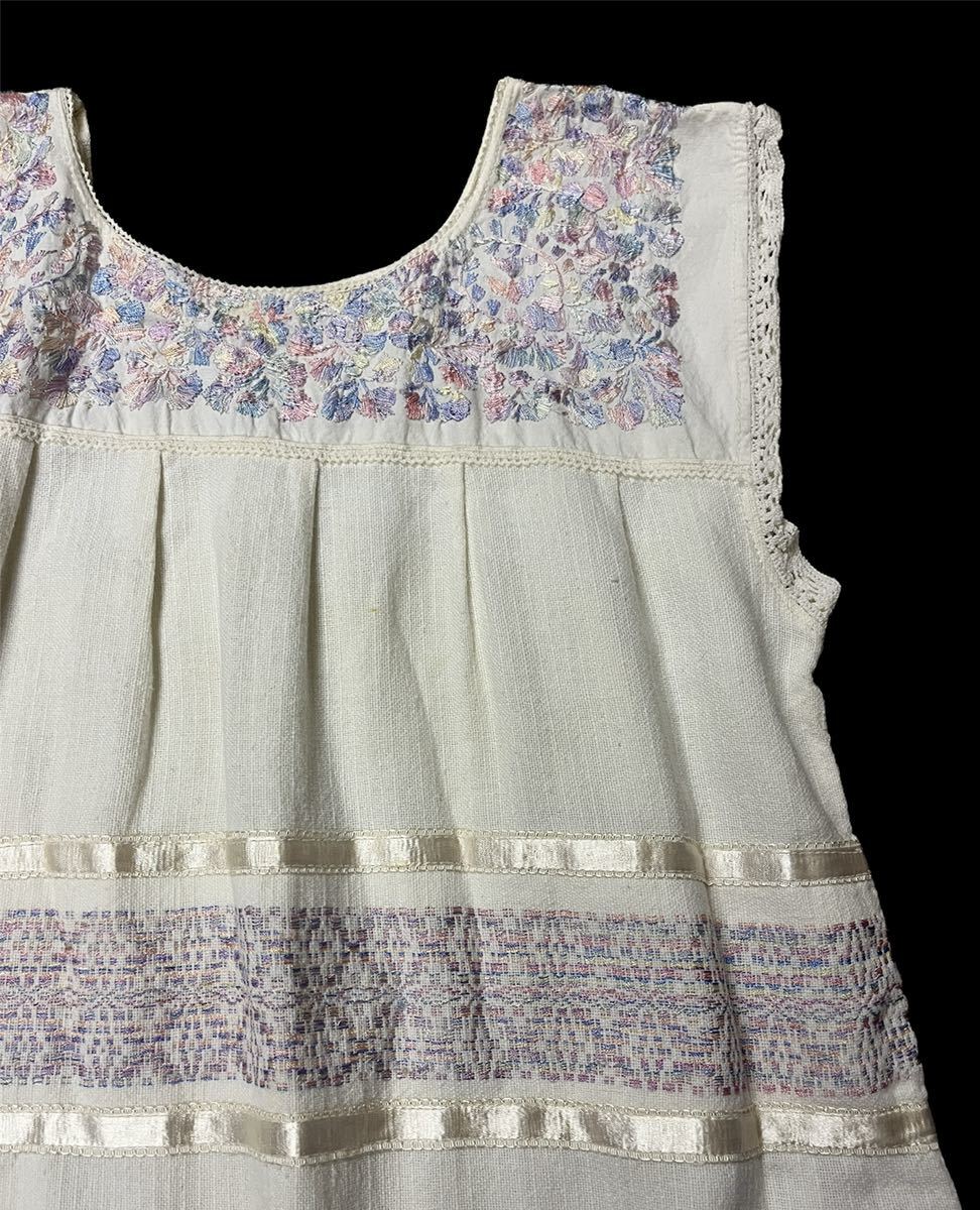 ビンテージ ビーズ 刺繍 レース 70s USA フレア ワンピース 羽織 傷有