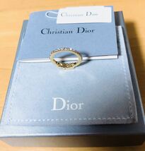 Christian Dior ディオール 指輪 リング ロゴ ストーン ゴールド_画像4