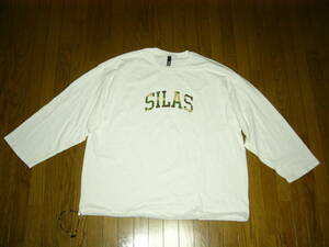 SILAS Silas cut and sewn XL white camouflage Logo LOGO long T-shirt DRAWCORD HEM LS TEE big Silhouette /