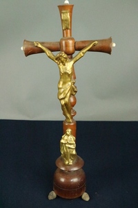 アンティーク 木彫り キリスト 十字架 マリア像★聖書宗教教会