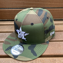 USA正規品 Newera ニューエラ 9FIFTY ヒューストン アストロズ ASTROS スナップバックキャップ THE US Woodland 迷彩 カモフラージュ MLB_画像1