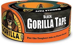 送料無料 Gorilla Tape ブラック ダクトテープ 強力粘着 1.88インチ x 12ヤード 黒 1 Pack ゴリラテープ 48mm x 11m strong ガムテープ