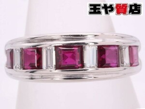 K.bijoux ルビー1.47ct ダイヤ0.30ct リング 15号 pt900 プラチナ