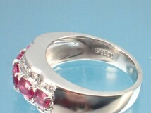 ルビー 0.97ct 脇ダイヤ0.29ct プラチナ 三文字 リング 11号 新品同様_画像4