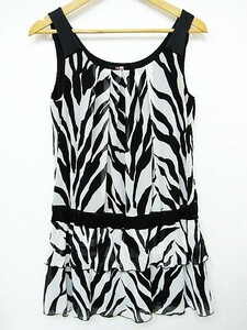 [ free shipping ]VICKY Vicky no sleeve One-piece dress Zebra pattern flair skirt white black lady's M size #L26094SSA22-50