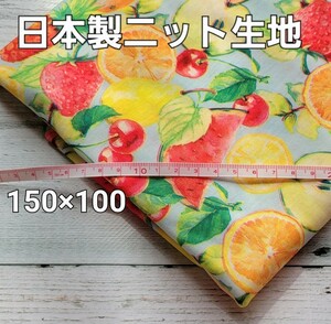 日本製フルーツ柄ニット生地　ハンドメイド　はぎれ生地