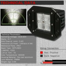 LED ドライビングランプ Flush Pod 埋め込み型 12W CREE XB-D 汎用 フォグランプ バックランプ 作業灯 ワークライト 等に 12V/24V P-496_画像3