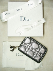 Christian Dior クリスチャン ディオール ◇ バイカラー レディ カナージュ ラウンドジップ カード 名刺 コイン マルチ ケース 入れ