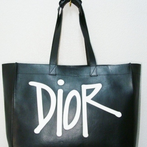 Dior and Shawn STUSSY ディオール ステューシー ◇ コラボ ロゴ パッチ オール レザー 皮 革 トート ハンド バッグ 鞄