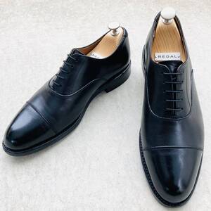 ★防水防蒸★ REGAL リーガル ビジネスシューズ 革靴 ゴアテックス GORE-TEX 24.5㎝ ストレートチップ 内羽根 BK 黒 ブラック メンズ