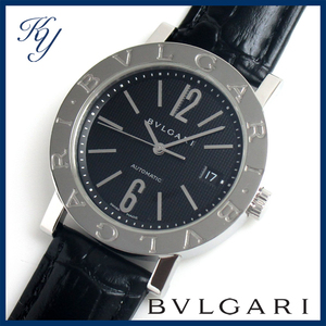 1円～ 3ヶ月保証付き 磨き済み 美品 本物 定番 人気 BVLGARI ブルガリ BB38 SL AUTO 革ベルト 自動巻き メンズ 時計