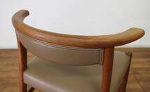 青林製作所 チーク無垢材 本革 ダイニングチェア ハーフアームチェア 椅子 ヴィンテージ 北欧デザイン_画像9