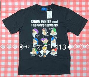 ディズニー Tシャツ M ブラック 黒 東京ディズニーリゾートTDR 白雪姫 七人のこびと 女王