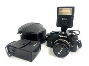 ♪Nikon ニコン EM M90 フィルムカメラ Nikon 50mm 1:1.8 レンズ National ナショナル PE-200S ストロボ フィルムカメラ♪