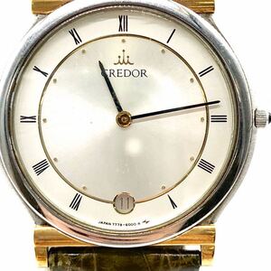 【SEIKO★CREDOR】C-424 セイコー クレドール メンズ腕時計 クォーツ QZ SS 18K シルバー文字盤 デイト 7779-6000