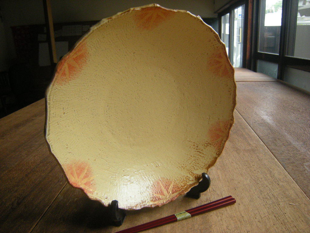 Restaurant utensils ◇ Limited to actual item [New * Discontinued] Hand-painted Earthenware Kiseto Oval Large Bowl Shakubachi (30.5cm x 29.5cm x 7cm) Only 1 piece * Bargain * Restaurant Utensils *, Japanese tableware, pot, large bowl