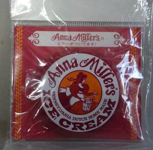 未開封　アンナ・ミラーズ　Anna Miller's ミラー　1個　携帯用鏡　丸形　缶バッチ風　非売品　レア