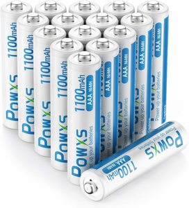 [新品/送料無料] POWXS 単四電池 充電式電池 ニッケル水素電池 高容量1100mAh 約1500回使用可能 ケース付き 16本入り 液漏れ防止