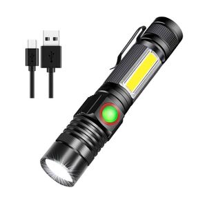 懐中電灯 充電式 ledライト 18650電池 ズーム式 1個 電池付き