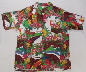 VintageOriginal 70's アロハシャツ 表記XL コットン総柄半袖シャツ Made in Hawaii ヴィンテージ古着