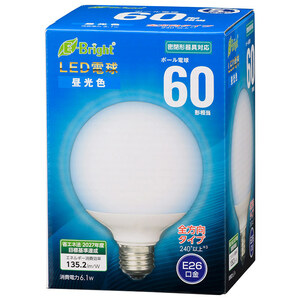 LED電球 ボール電球形 E26 60形 昼光色 全方向｜LDG6D-G AG24 06-4399 オーム電機