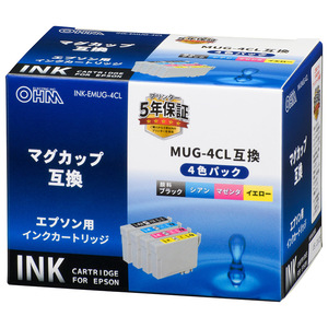 エプソン互換インク マグカップ 4色パック｜INK-EMUG-4CL 01-3950 オーム電機