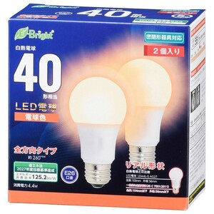 LED電球 E26 40形相当 全方向 電球色 2個入り｜LDA4L-G AG27 2P 06-4349 OHM オーム電機