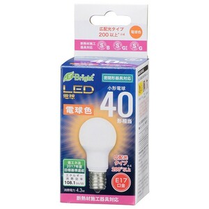 LED電球 小形 E17 40形相当 電球色_LDA4L-G-E17 IH2R1 06-3623 OHM オーム電機