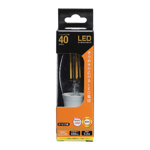 LED電球 フィラメント シャンデリア球 E12 40形相当 電球色｜LDC3L-E12 C6 06-3456 OHM
