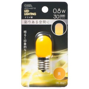 LED電球 ナツメ球形 E17/0.8W 黄｜LDT1Y-H-E17 13 06-4627 OHM オーム電機